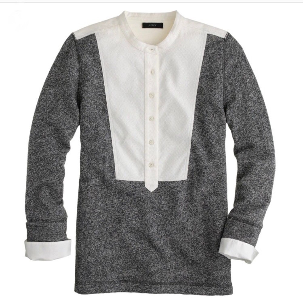 J.Crew Tuxedo Bib Sweatshirt Gray White Sz S